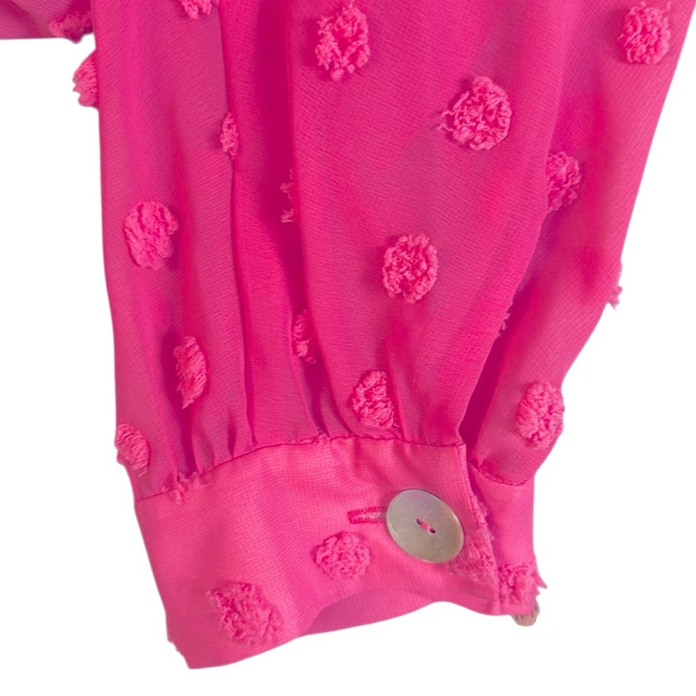 Zara NWT Pink Sheer Textured Tie Front Blouse Beachy Boardwalk Cruise Vacation - Picture 6 of 8
